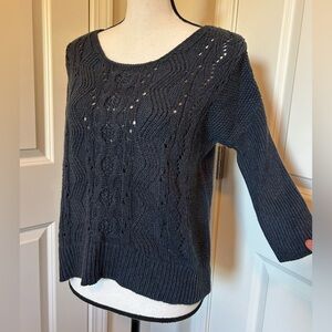 GAP Navy blue crochet, half sleeve crewneck sweater